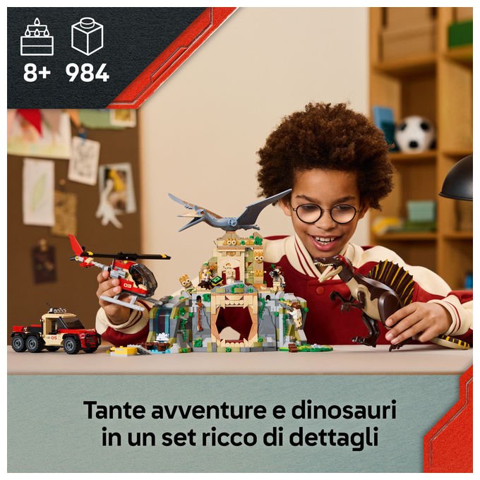 Lego 76976 Jurassic World Set di costruzione con Spinosauro e Quetzalcoatlus 984 pezzi 4 minifigure colore Multicolore