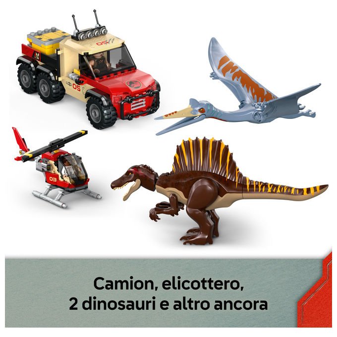 Lego 76976 Jurassic World Set di costruzione con Spinosauro e Quetzalcoatlus 984 pezzi 4 minifigure colore Multicolore