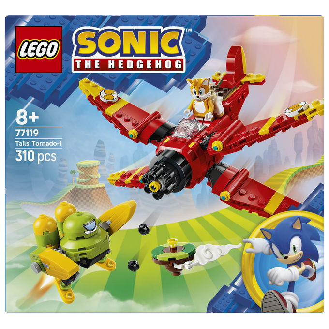 Lego 77119 Sonic the Hedgehog Set da Costruzione Tornado-1 di Tails con 2 Personaggi e Smeraldo del Caos 310 Pezzi colore Multicolore