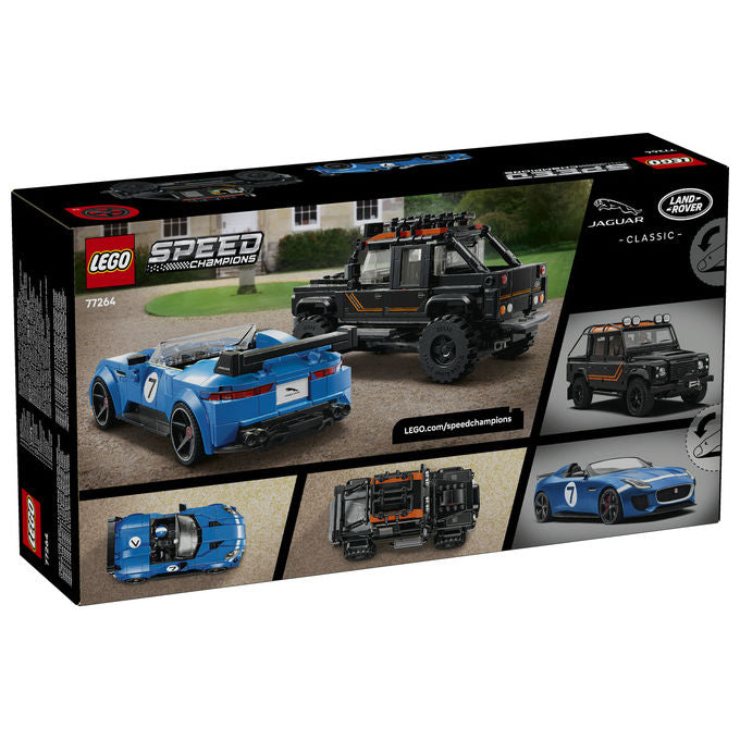 Lego 77264 Speed Champions Set Giocattolo con Jaguar Project 7 e Land Rover Defender 740 Pezzi 2 Minifigure colore Multicolore