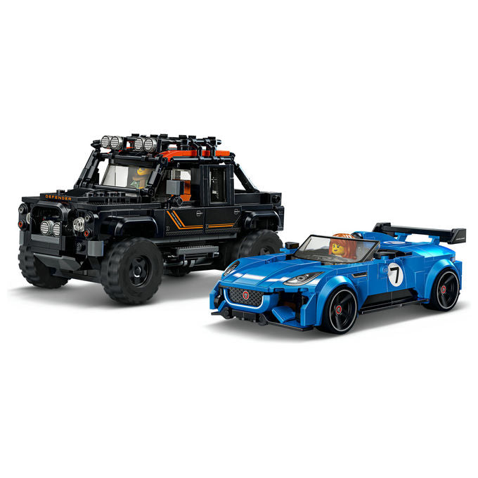 Lego 77264 Speed Champions Set Giocattolo con Jaguar Project 7 e Land Rover Defender 740 Pezzi 2 Minifigure colore Multicolore