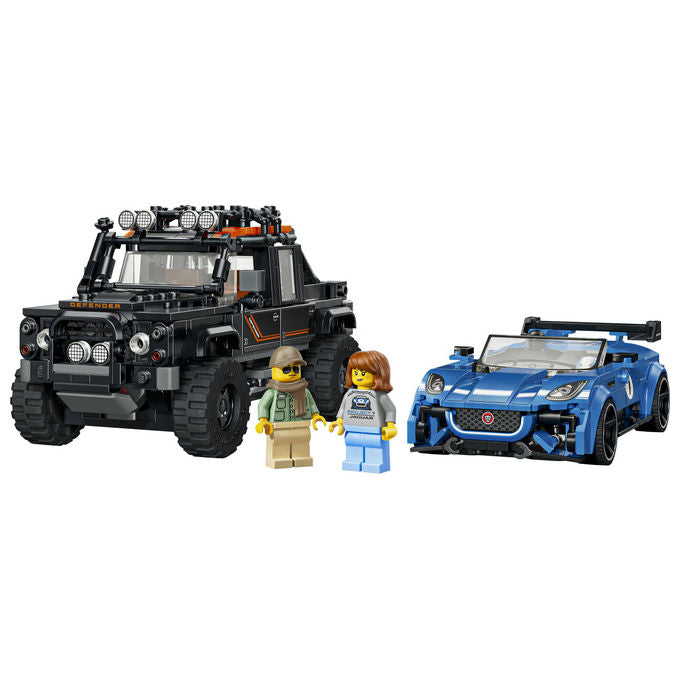 Lego 77264 Speed Champions Set Giocattolo con Jaguar Project 7 e Land Rover Defender 740 Pezzi 2 Minifigure colore Multicolore