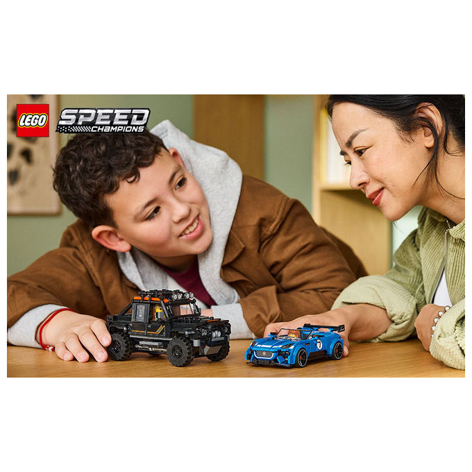 Lego 77264 Speed Champions Set Giocattolo con Jaguar Project 7 e Land Rover Defender 740 Pezzi 2 Minifigure colore Multicolore
