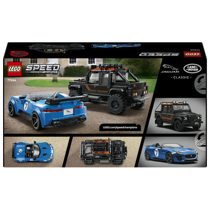 Lego 77264 Speed Champions Set Giocattolo con Jaguar Project 7 e Land Rover Defender 740 Pezzi 2 Minifigure colore Multicolore