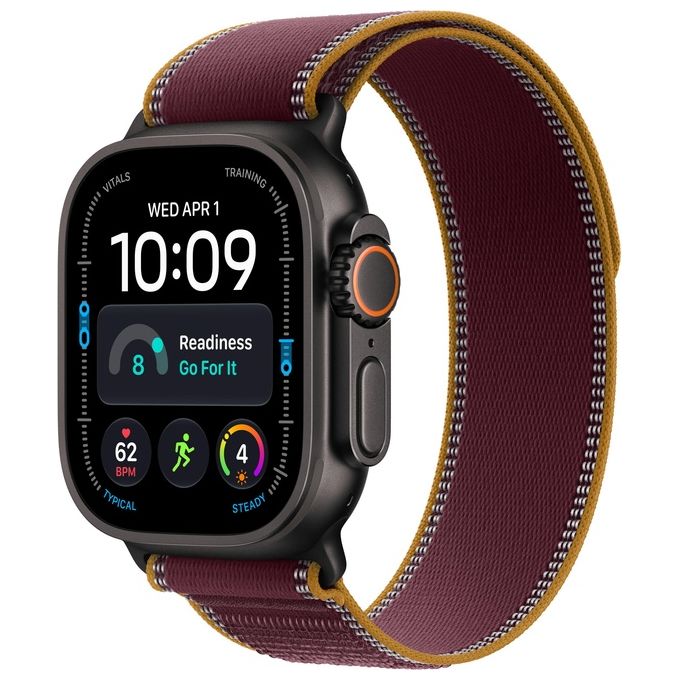 Apple MJC34QL-A Apple Watch Ultra 4 GPS + Cellular Cassa 49 mm in Titanio con Trail Loop Borgogna colore Nero