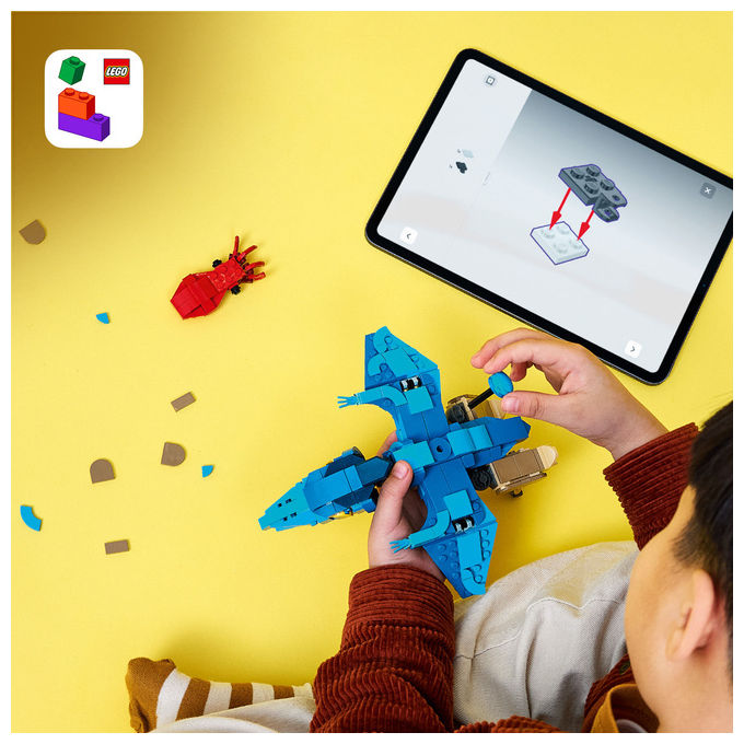 Lego 77977 Dinosauro Bebe' Pteranodonte Set da Costruzione con 373 Pezzi e Calamaro Rosso colore Multicolore