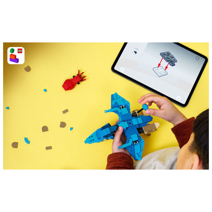Lego 77977 Dinosauro Bebe' Pteranodonte Set da Costruzione con 373 Pezzi e Calamaro Rosso colore Multicolore