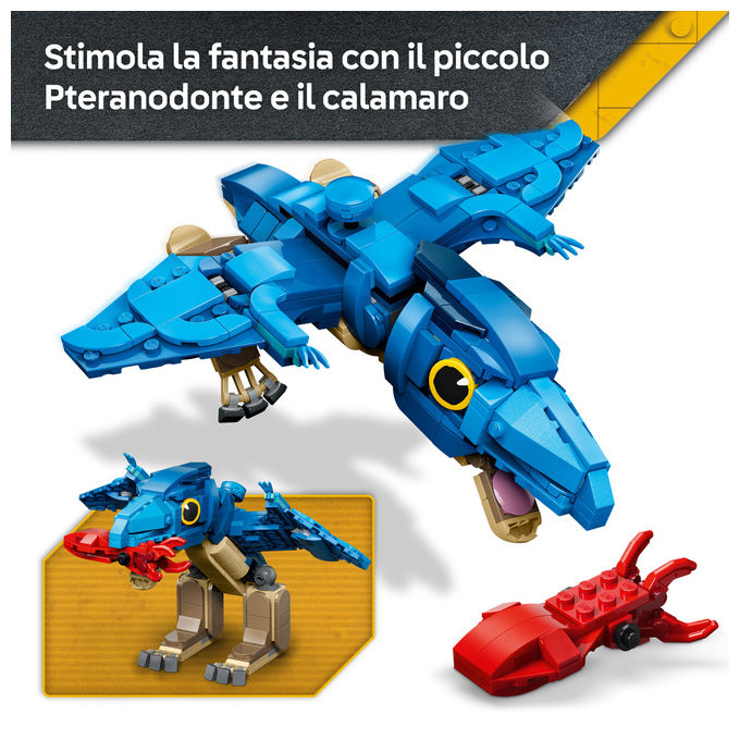 Lego 77977 Dinosauro Bebe' Pteranodonte Set da Costruzione con 373 Pezzi e Calamaro Rosso colore Multicolore