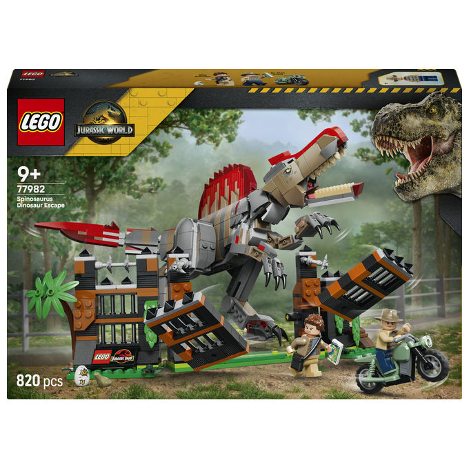 Lego 77982 Fuga dal Dinosauro Spinosauro Set da costruzione 820 pezzi per bambini 9+ colore Multicolore