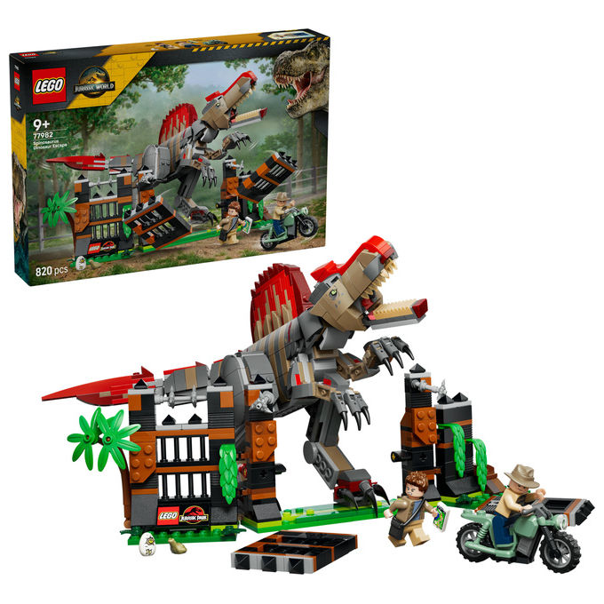 Lego 77982 Fuga dal Dinosauro Spinosauro Set da costruzione 820 pezzi per bambini 9+ colore Multicolore