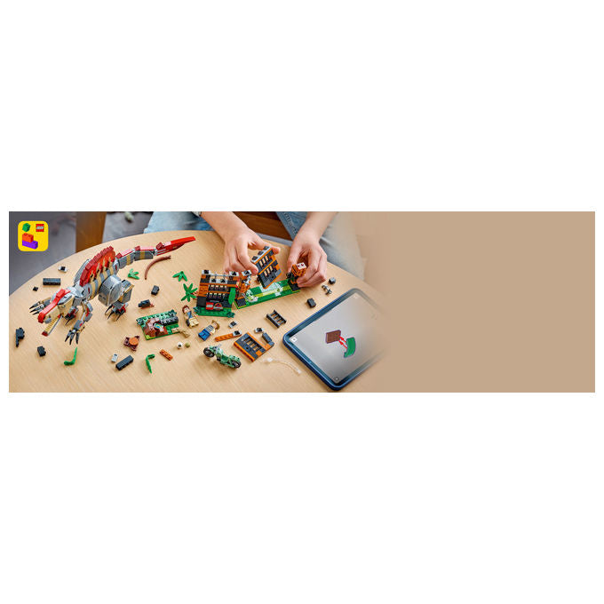 Lego 77982 Fuga dal Dinosauro Spinosauro Set da costruzione 820 pezzi per bambini 9+ colore Multicolore