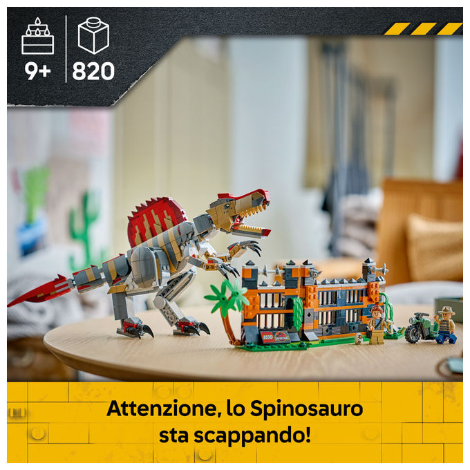 Lego 77982 Fuga dal Dinosauro Spinosauro Set da costruzione 820 pezzi per bambini 9+ colore Multicolore