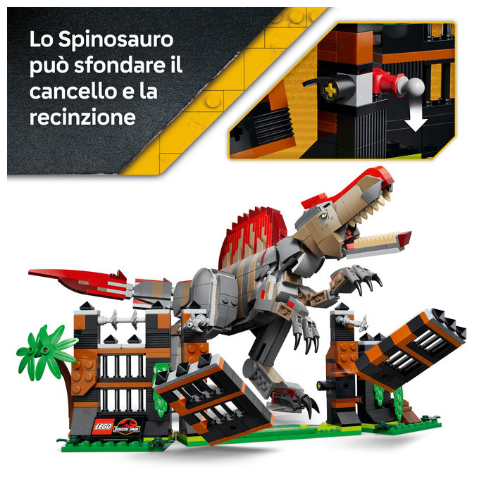 Lego 77982 Fuga dal Dinosauro Spinosauro Set da costruzione 820 pezzi per bambini 9+ colore Multicolore