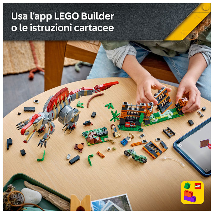 Lego 77982 Fuga dal Dinosauro Spinosauro Set da costruzione 820 pezzi per bambini 9+ colore Multicolore