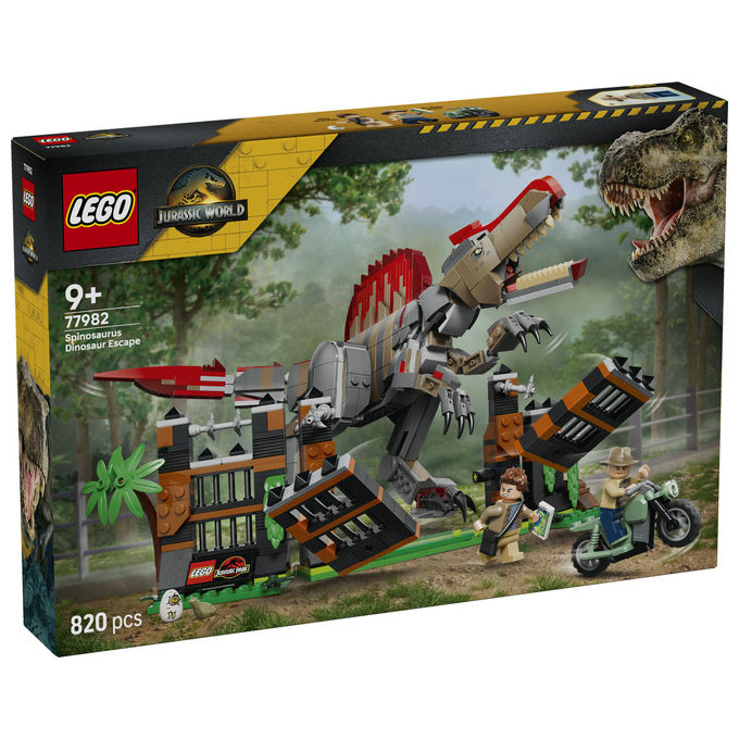 Lego 77982 Fuga dal Dinosauro Spinosauro Set da costruzione 820 pezzi per bambini 9+ colore Multicolore