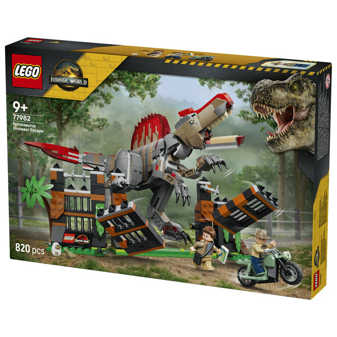 Lego 77982 Fuga dal Dinosauro Spinosauro Set da costruzione 820 pezzi per bambini 9+ colore Multicolore