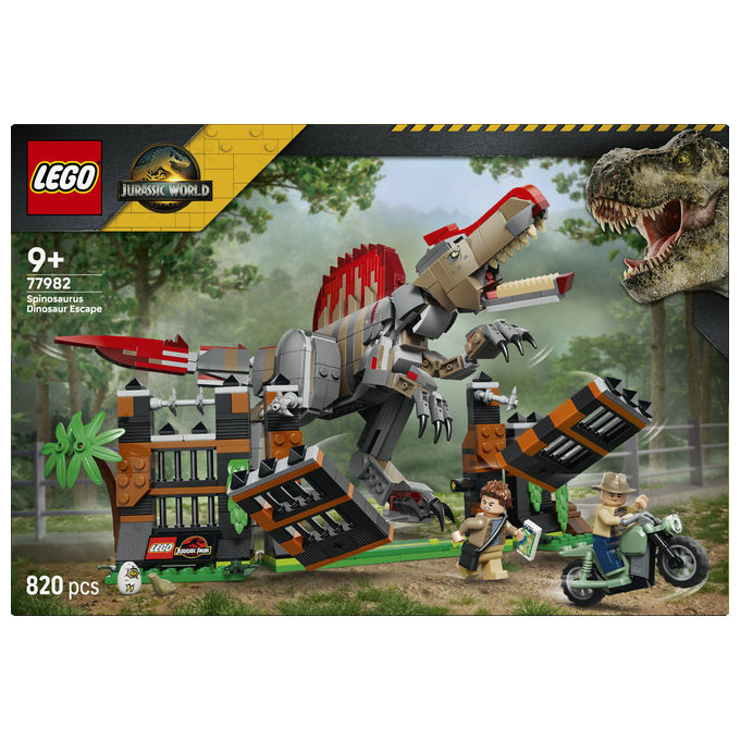 Lego 77982 Fuga dal Dinosauro Spinosauro Set da costruzione 820 pezzi per bambini 9+ colore Multicolore