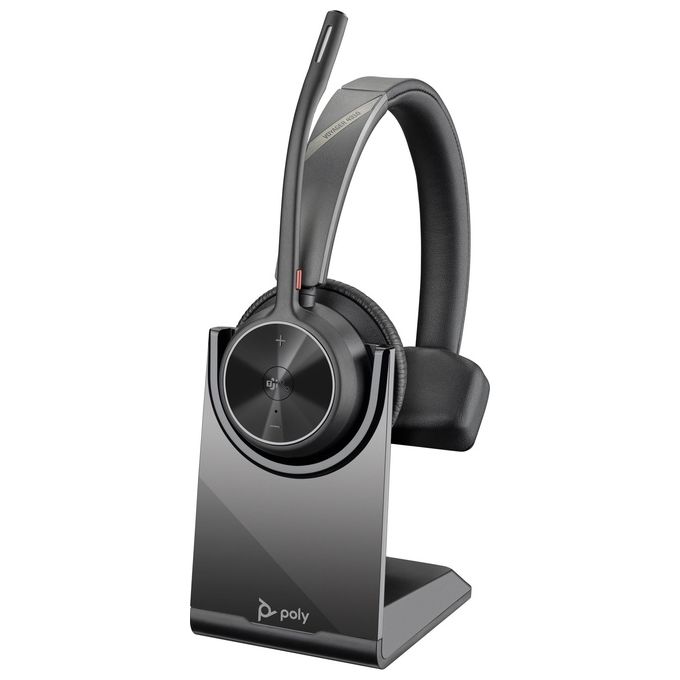 Poly 218471-02 Voyager 4310 UC Auricolare Mono Wireless con Bluetooth USB-A e Base di Ricarica colore Nero