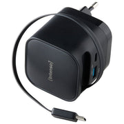 Intenso 7806520 Power Adapter W65ACIC Caricatore USB-C GaN 65 W con cavo estraibile USB-C e USB-A PD PPS QC 4.0 colore Nero