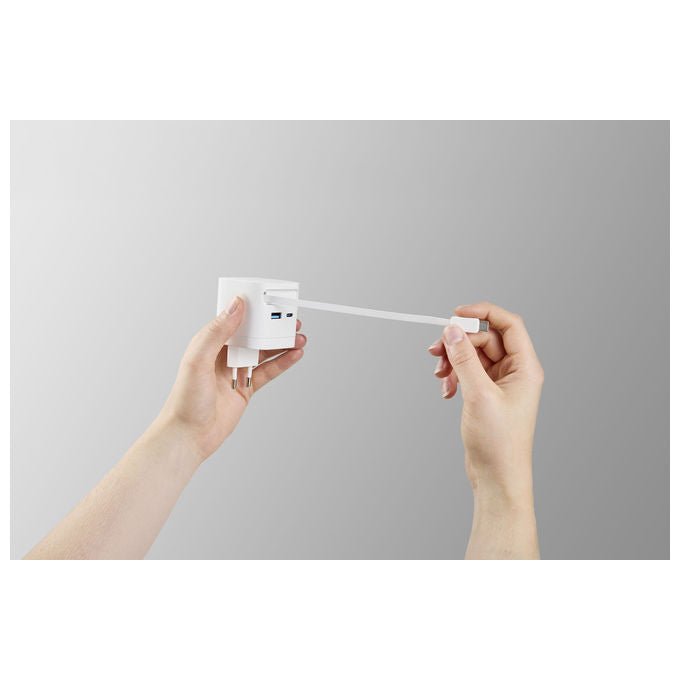Intenso 7806522 Power Adapter W65ACIC Caricatore USB-C GaN 65 W con Cavo Estraibile USB-C e USB-A colore Bianco