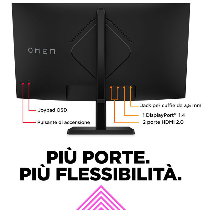 HP 780K6E9#ABB OMEN Monitor Curvo 32'' QHD 165Hz 1ms HDR400 AMD FreeSync USB-C HDMI DisplayPort colore Nero