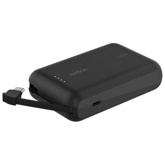 Belkin BPB029HQBK BoostCharge Power Bank 10000 mAh 45 W con Cavo Integrato colore Nero
