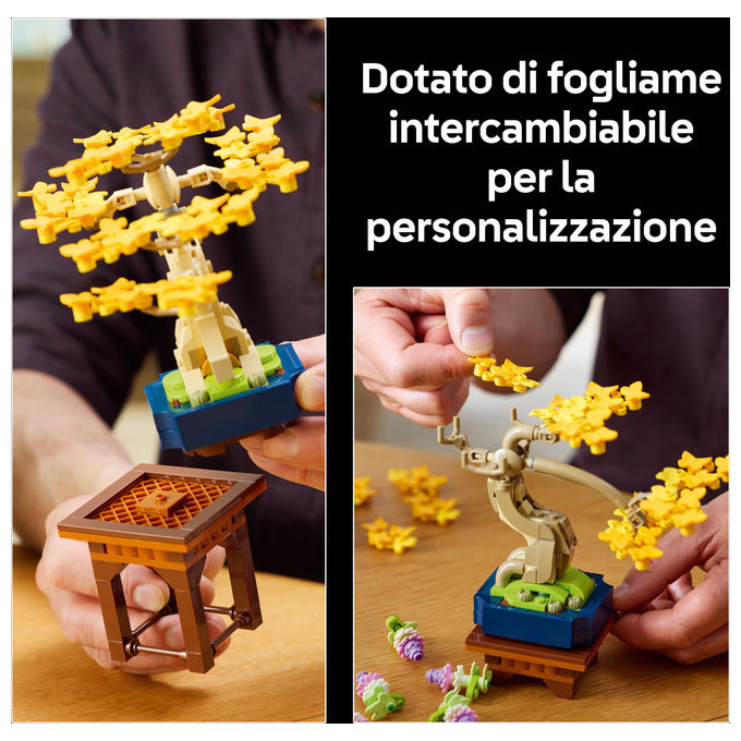 Lego 10373 Botanicals Mini Bonsai Set da Costruzione 3 Piante Artificiali con Foglie Intercambiabili e 2 Espositori colore Multicolore