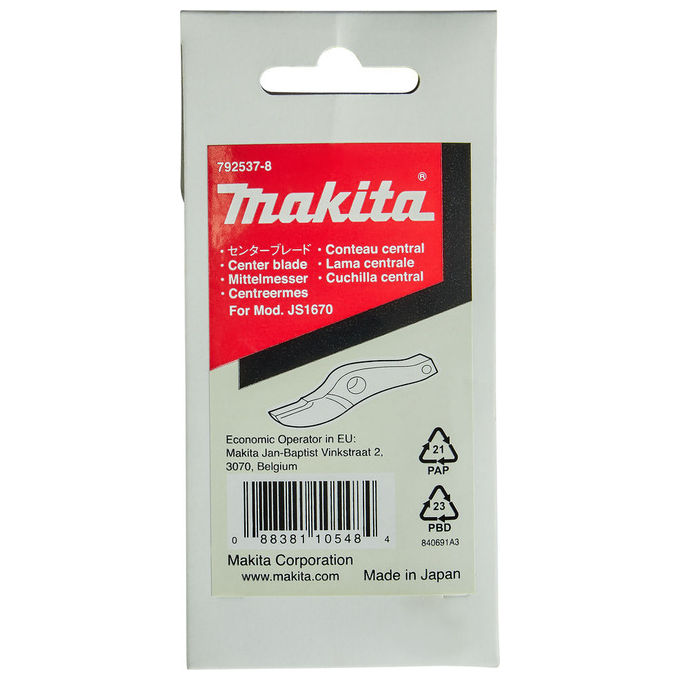 Makita 792537-8 Lame Centrale per Cesoie Elettriche in Acciaio Trattato compatibile con BJS101 DJS101 JS1000 JS1670 colore Nero