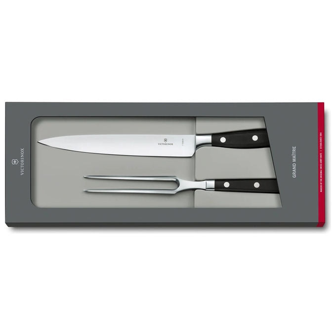 Victorinox 7.7243.2 Grand Maître Set di Coltello e Forchetta 2 Pezzi Acciaio Inossidabile Manico Ergonomico Forgiato colore Nero