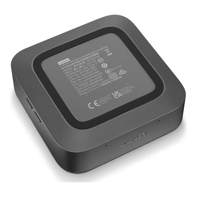 Lenovo 4Y71Q47766 Wireless Speakerphone 6000 Altoparlante Vivavoce Bluetooth 5.3 8 Microfoni Cancellazione Rumore Batteria 12 h USB Tipo-C colore Nero