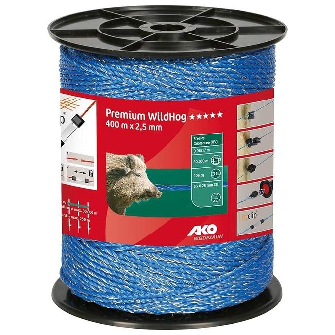 AKO 4018653918845 Premium WildHog Filo per Recinzioni mt 400 colore Nero
