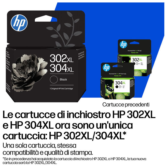 HP B82L1AE Confezione da 2 cartucce di inchiostro tricromia-nero HP 302-304 Tipo Resa standard Resa 120 pagine colore Nero