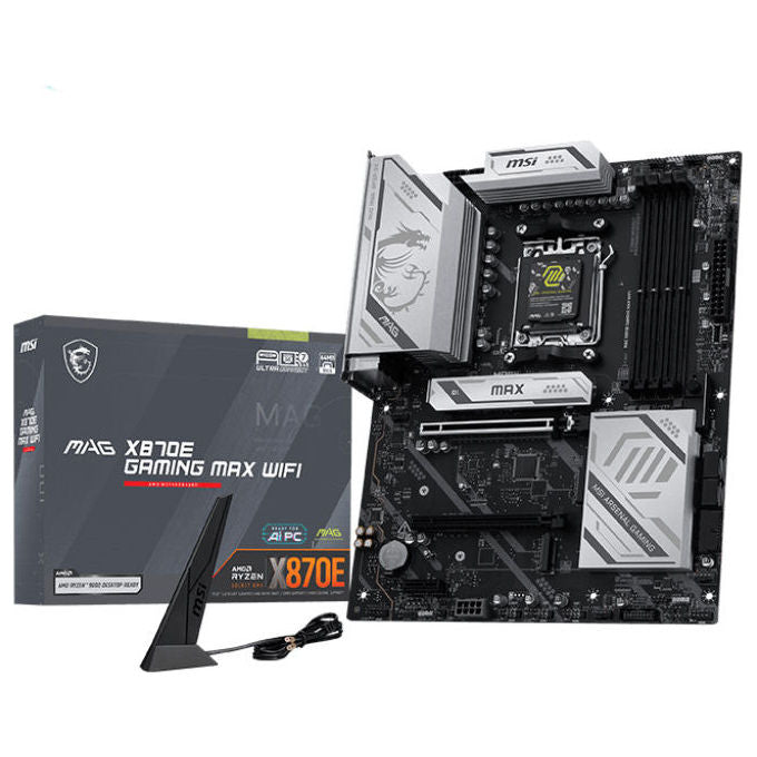 MSI 7E86-001R MAG X870E GAMING MAX WIFI Scheda Madre ATX AM5 DDR5 8200+ MT-s PCIe 5.0 x16 M.2 Gen5 Wi-Fi 7 LAN 5G USB4 40Gbps