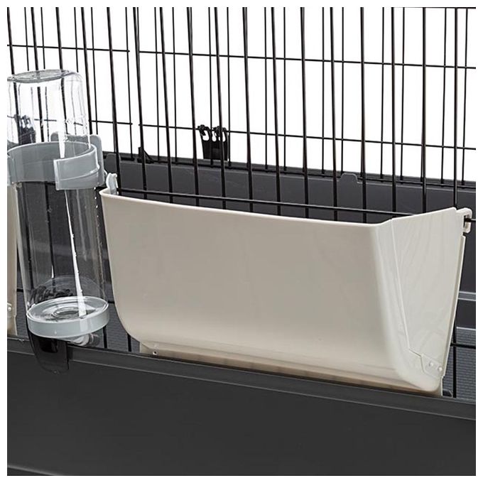FERPLAST Gabbia Roditori RABBIT 140 per Conigli, Cavie, Porcellini d'India, in Metallo, Accessori inclusi:  Mangiatoie, Beverini, Ciotole, Casette, Rampa di accesso dall'esterno. 140x71xh51cm