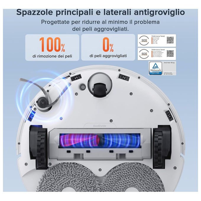 Roborock 8.01.1201 Qrevo Curv Robot aspirapolvere e lavapavimenti Navigazione LiDAR Aspirazione 18.500 Pa Stazione 3.0 Auto-svuotamento e Asciugatura colore Bianco