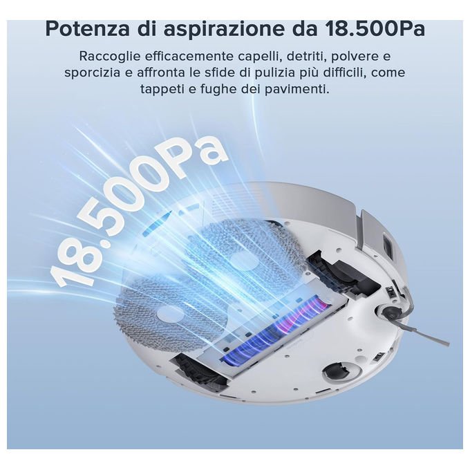 Roborock 8.01.1201 Qrevo Curv Robot aspirapolvere e lavapavimenti Navigazione LiDAR Aspirazione 18.500 Pa Stazione 3.0 Auto-svuotamento e Asciugatura colore Bianco