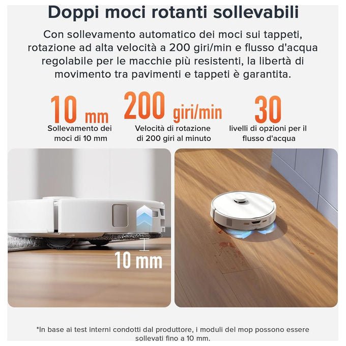 Roborock 8.01.1201 Qrevo Curv Robot aspirapolvere e lavapavimenti Navigazione LiDAR Aspirazione 18.500 Pa Stazione 3.0 Auto-svuotamento e Asciugatura colore Bianco