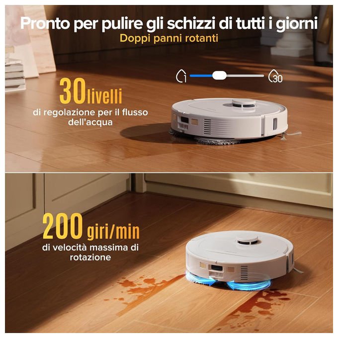 Roborock Qrevo S ProX Robot aspirapolvere e lavapavimenti Navigazione PreciSense LiDAR Potenza di aspirazione 18500 Pa Autonomia 180 min Funzione mop rotanti colore Bianco