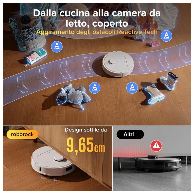 Roborock Qrevo S ProX Robot aspirapolvere e lavapavimenti Navigazione PreciSense LiDAR Potenza di aspirazione 18500 Pa Autonomia 180 min Funzione mop rotanti colore Bianco