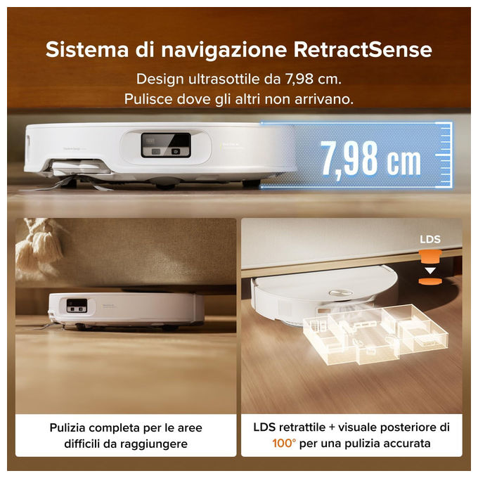 Roborock QREVOEDGE2X Robot aspirapolvere con navigazione LiDAR capacita' 0.24 L autonomia 188 min funzioni App Wi-Fi e lavaggio colore Bianco