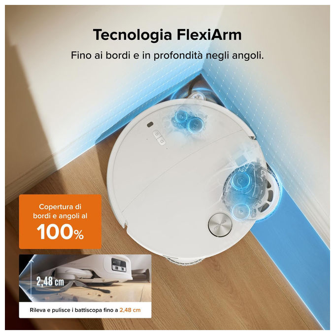 Roborock QREVOEDGE2X Robot aspirapolvere con navigazione LiDAR capacita' 0.24 L autonomia 188 min funzioni App Wi-Fi e lavaggio colore Bianco