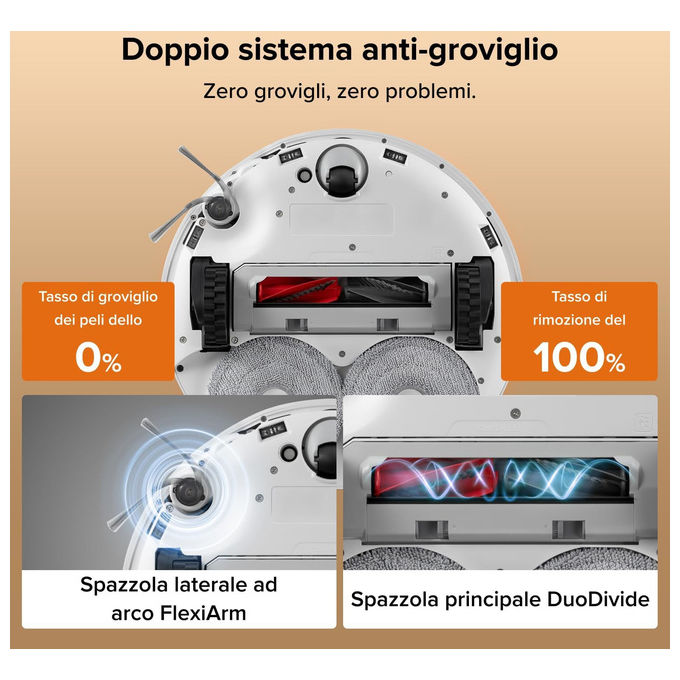 Roborock QREVOEDGE2X Robot aspirapolvere con navigazione LiDAR capacita' 0.24 L autonomia 188 min funzioni App Wi-Fi e lavaggio colore Bianco