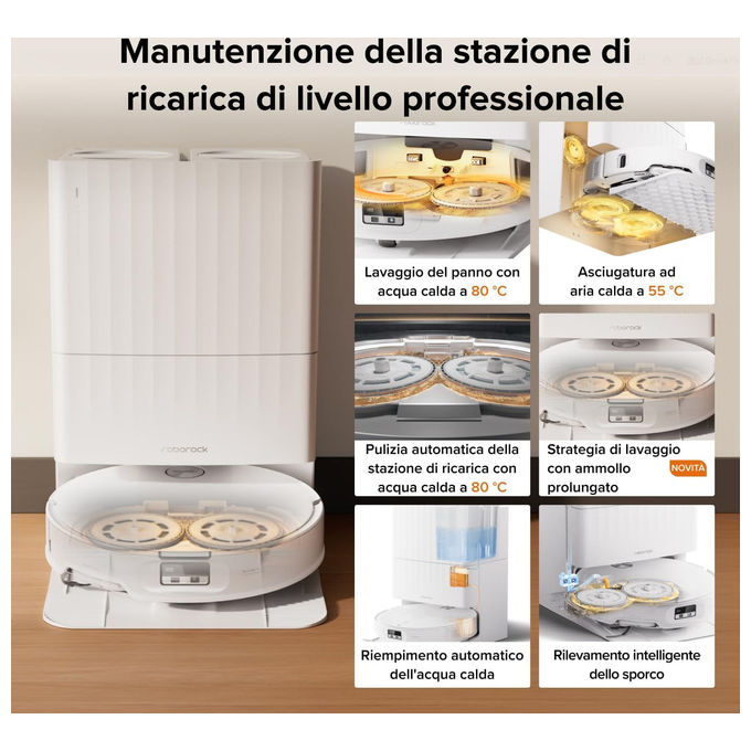 Roborock QREVOEDGE2X Robot aspirapolvere con navigazione LiDAR capacita' 0.24 L autonomia 188 min funzioni App Wi-Fi e lavaggio colore Bianco