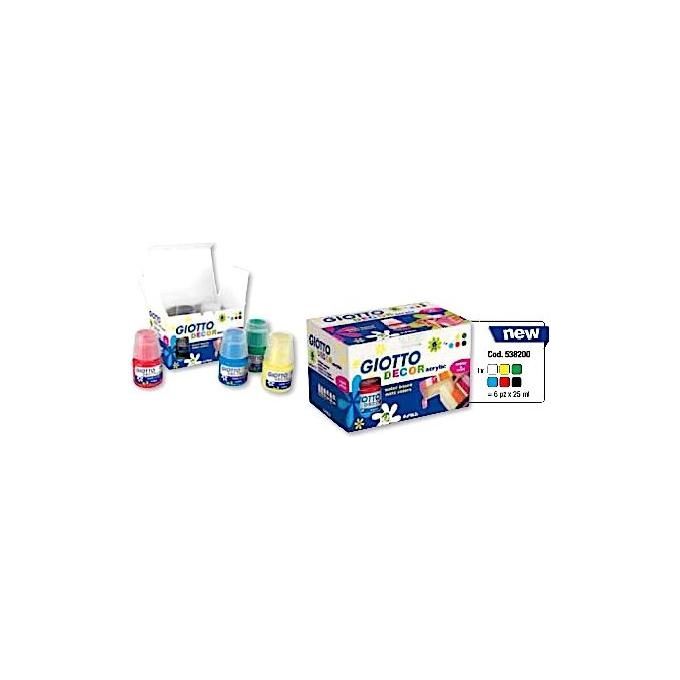 Fila Confezione 6 Barattolini 25 ml Tempera Acrilica Giotto Decor Colori Assortiti