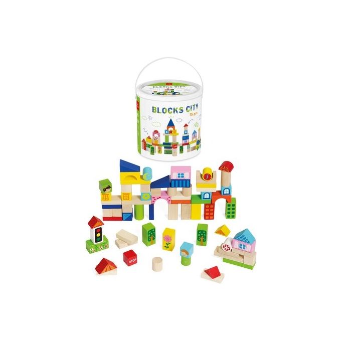 DAL NEGRO Blocks City 75 Pezzi Set di Costruzione per Giochi Didattici e Interattivi per Bambini