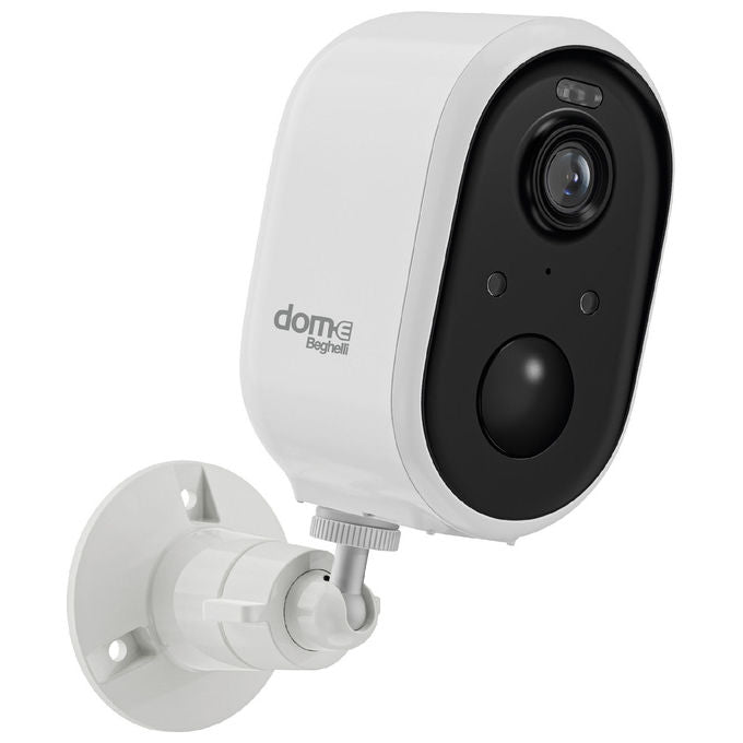 Beghelli 60037 Dom-e Telecamera Outdoor a batteria Wi-Fi Full HD 3MP visione notturna a colori fino a 8 m IP65 resistente all'acqua sensore rilevamento animali registrazione micro SD fino a 256 GB pannello solare incluso colore Nero