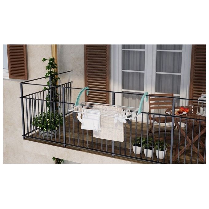 Colombo ST188 Balcony Stendibiancheria da Balcone Ripiegabile 10 m Alluminio Antiruggine Bracci Regolabili