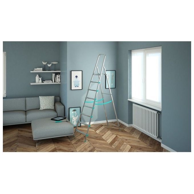 Colombo Scala Libellula 8 Gradini in Alluminio Antiscivolo Portata Massima 150kg Certificazione EN131 Made in Italy