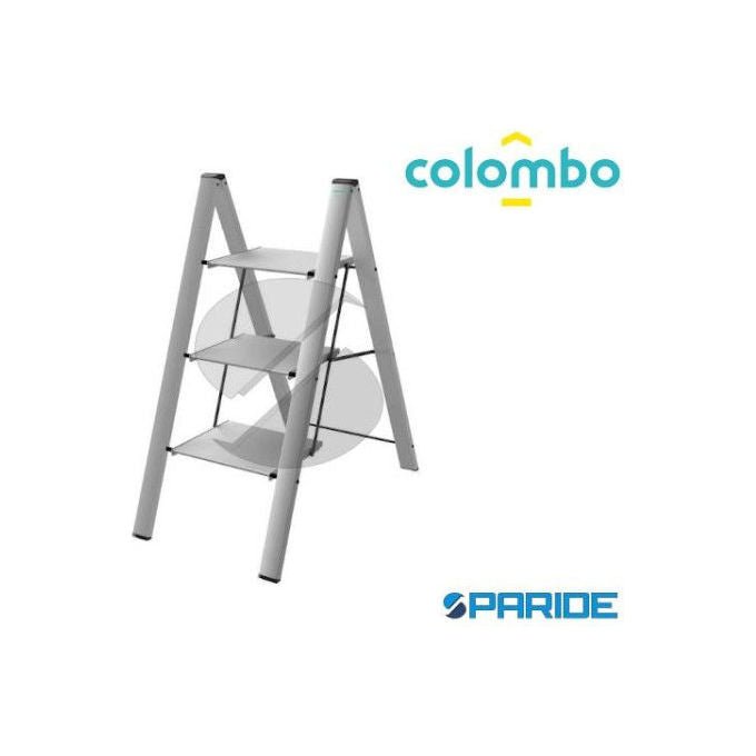 Colombo New Scal G300A03W Leonardo 3 Sgabello Scala Pieghevole Alluminio 3 Gradini Portata 150 Kg colore Silver