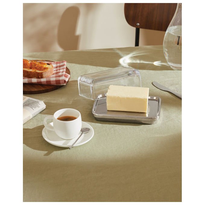 Alessi ES03 Burriera in Acciaio Inossidabile 18-10 con Coperchio in Vetro colore Trasparente